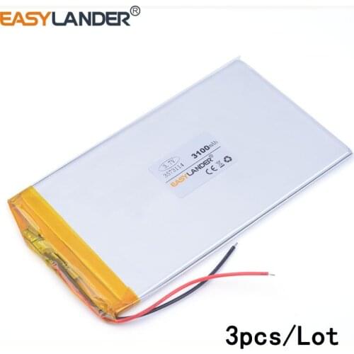 3pcs /Lot 3573114 3100mAh lithium Li ion polymer rechargeable battery 3.7 V For cell phone speaker Tablet Pc e-book video game
