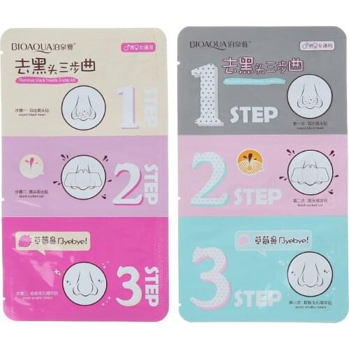 3Pcs/pack Cleaning Blackhead Nose Mask Facial Mask 3 Step Remove Blackhead Acne Remover Clear Black Head Clean Face Care