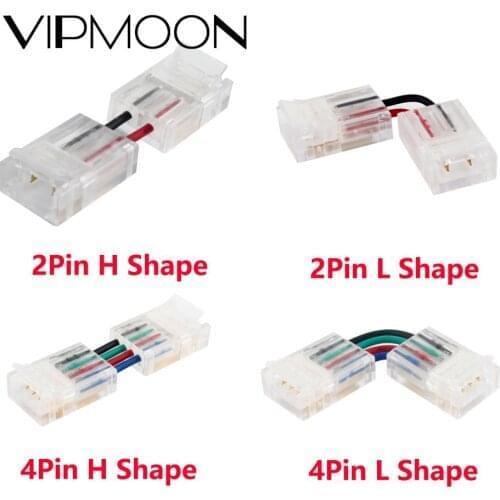 5Pcs LED Strip Light PCB Connector Adapter L H Shape 2Pin 4Pin LED Connector For Corner Right Angle 5050 RGB 3528 LED Strip