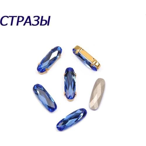 CTPA3bI Glitter Sapphire Baguette Sew On Rhinestones With Silver Claw Crystal Sewing Stones for DIY Clothes Accessories Dress