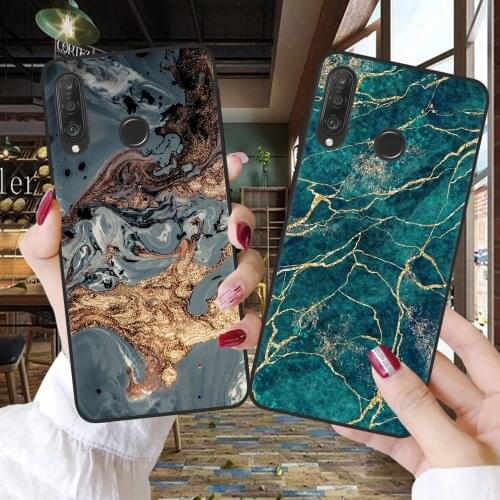 Ink Painting Marble Case For Huawei P10 P20 P30 P40 Lite E Mate 10 20 Lite Pro Black Silicone Phone Cover Coque Fundas Bumper