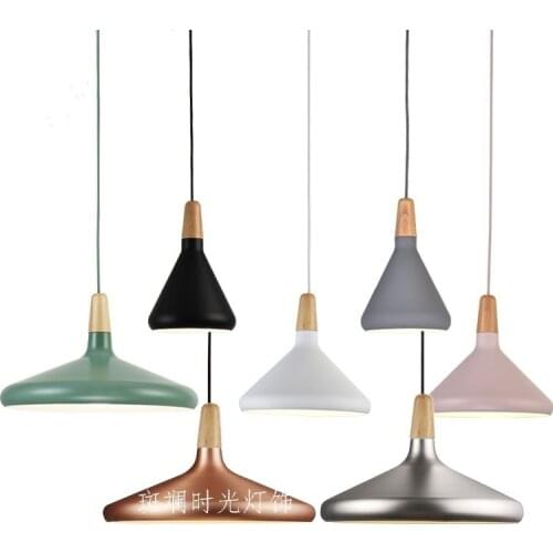 Nordic Wood Pendant Lamp Aluminum Lampshade Modern Round Hanging Light Fixuture Suspension Lights Kitchen Dining Room Living
