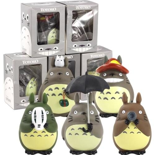 5pcs/lot My Neighbor Totoro Action Figure Miyazaki Hayao Anime Wth Umbrella Mask Model Toy Car Decoretion Gift Brinquedos