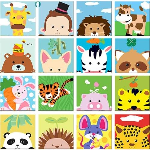 GATYZTORY Frame Cute Animals DIY Numbers Painting Modern Wall Art Picture Kids Paint With Numbers Unique Gift For Home Decor Art