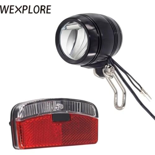 WEXPLORE Bike Front and Rear Light Set Input AC 6V for Bicycle Dynamo Frame LED Headlight and Taillight Dynamo Bike Accessories