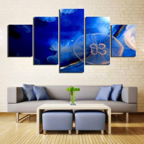 Jellyfish In The Blue Lake Poster Hd Canvas Painting Print Picture Frameless Style Living Room Bedroom Wall Decoration Supplies