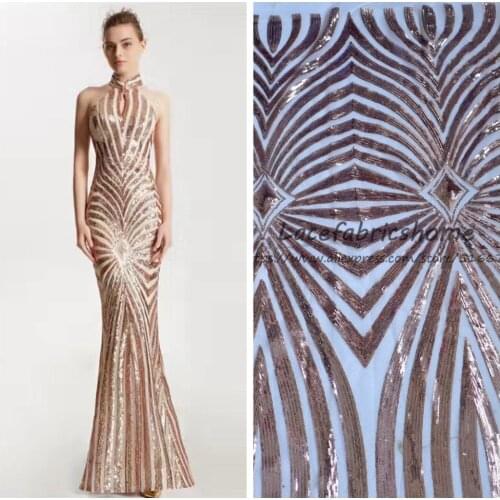 Fashion mesh sequins embroidery gold/silver/pink/red lace fabrics sales by the yard dress fabric 130cm