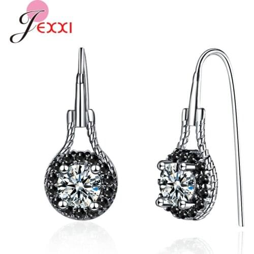 Fashion 925 Silver Drop Dangle Earrings with Full Crystal Luxury Water Drop Earrings Bridal Wedding Party Jewelry Gifts