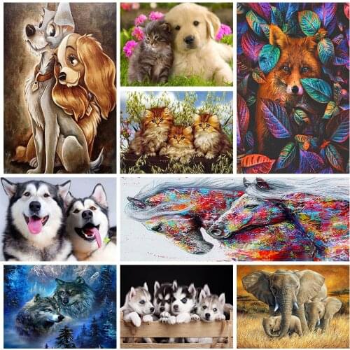 5D Diamond Painting Animal Fox Horse Elephant Dog Diamond Embroidery Kit Mosaic Painting Diy Children Gift Home Decoration