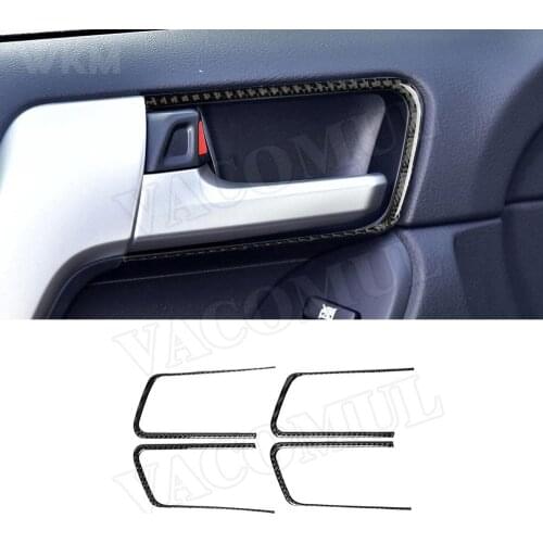 Carbon Fiber Inner Arm Door Handle Bowl Trim Frame Strips Cover Stickers For Toyota Land Cruiser Prado 2010-2018 Car Accessories