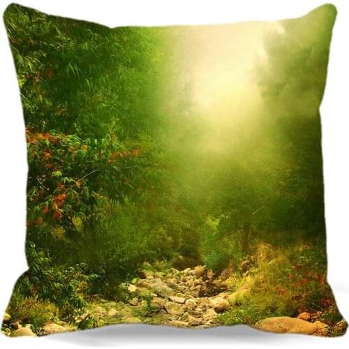 Cotton Polyester Pillow Cover Beautiful mountains and valleys of soft Cushion Cover For Sofa Bed car home Decorative