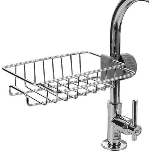Stainless Steel Faucet Rack Kitchen Storage Shelf Sponge Dish Cloth Finishing Rack Drain Rack Pool Rag Storage Drain Dry Rack