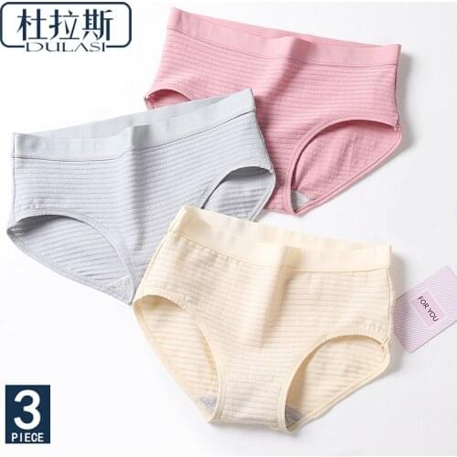 Period Pants Cotton Women Underwear Menstrual Panties Briefs Solid Pattern Mid-Rise Seamless Underpants Breathable Dropshipping