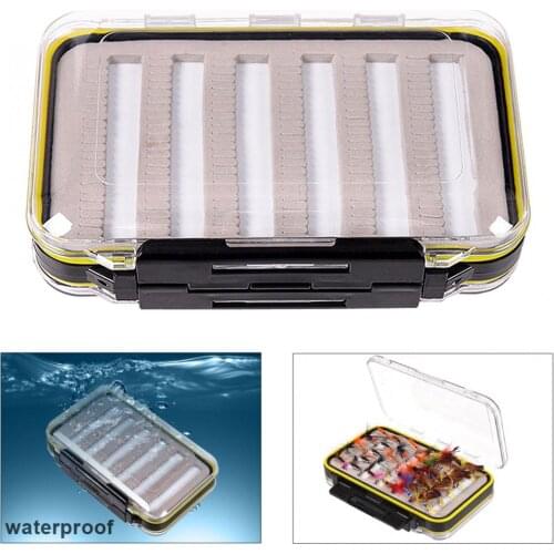15x10x4.65cm Transparent Double-sided Waterproof Fly Fishing Box with Slit Foam Fishing Lure Hook Bait Fishing Tackle Box