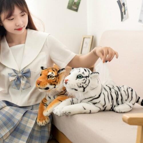 46cm Lifelike Animal White Tiger Leopard Plush Toys Soft Stuffed Animals Simulation Tiger Jaguar Doll Kids Christmas Gifts