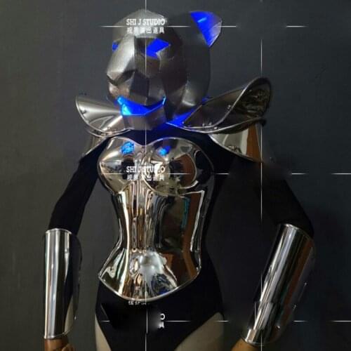 Technology Nightclub bar theme GOGO costumes animal leopard headdress mirror dance costume