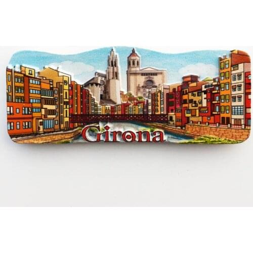 QIQIPP Spains ancient city of Gerona tourist souvenirs resin crafts magnetic refrigerator collection gift