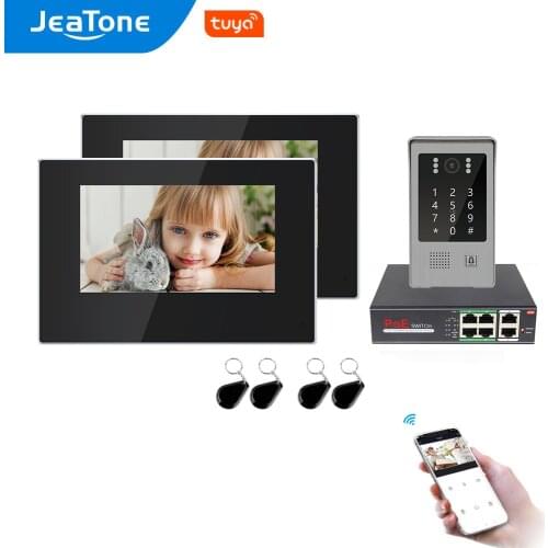 TuyaSmart APP IP WIFI Video Doophone Intercom POE System 7''Touch Screen monitor with doorbell support Password/RFIC Card 125MHZ