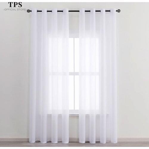 TPS Ultra Soft White Sheer Curtains for Living Room Tulle Curtain Bedroom Window Treatment Finished Voile Drape Home Decoration