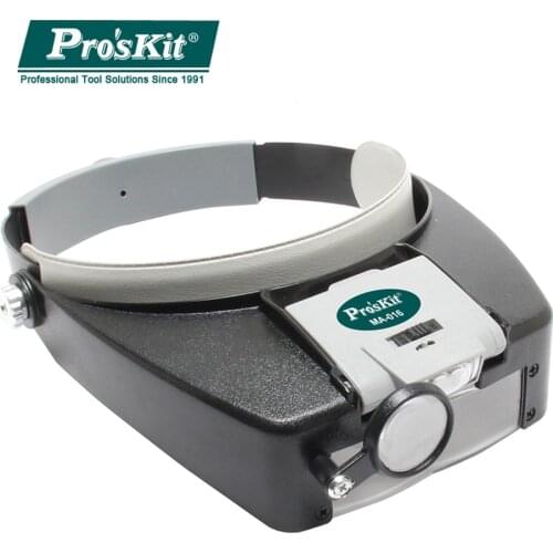 ProsKit MA-016 Head-Mounted Magnifying Glass Adjustable LED lamp For Nearsightedness Read Watch Identification Repair Magnifier