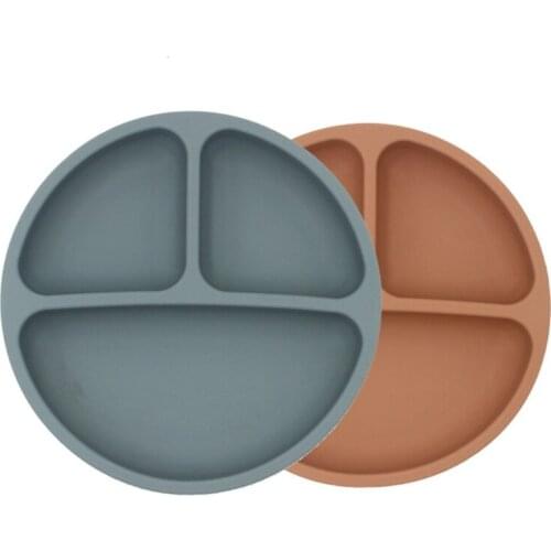 W3JF Waterproof Silicone Baby Divided Bowl Infants Antislip Dinner Plate Tableware