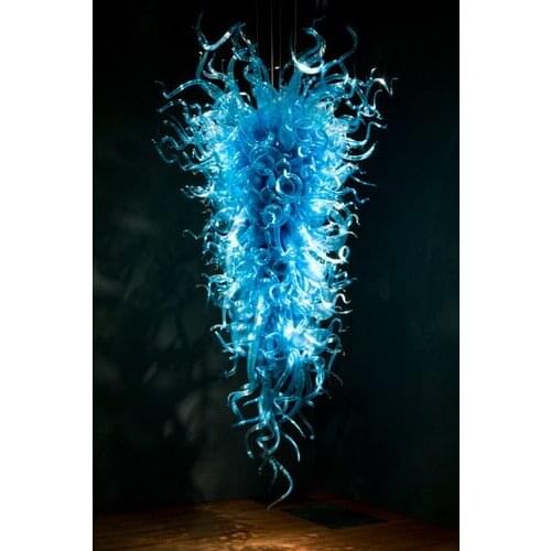 Customized Blue Art Crystal Blown Chandelier New Arrival Murano Glass Lighting