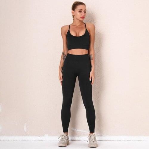 Female Sports Yoga Wear Set High Waist Workout Seamless Yoga Pants Leggings Fitness Sports Bra Set