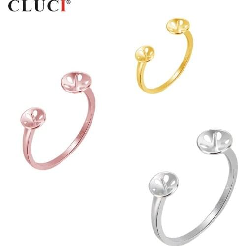 CLUCI 925 Silver Adjustable Rose Gold Wedding Engagement Ring for Women Sterling Silver Simple Gift Ring Jewelry SR2055SB