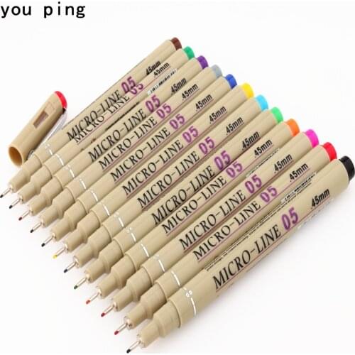 05 Colors Micron Needle Nib Fine Lines Black Sketch Marker Pen Drawing Manga Art Supplies Student school Office ink Pens