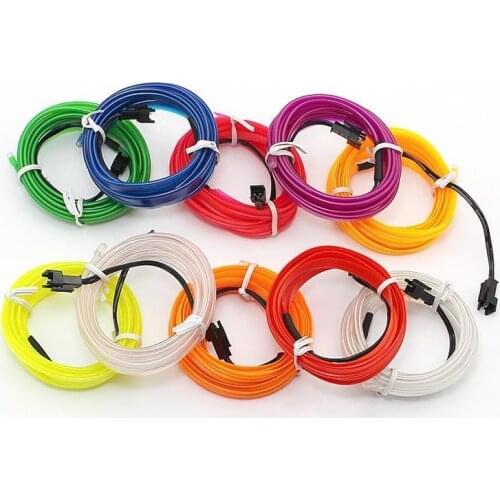 1M 2M 3M 5M EL Wire Rope Tube LED Strip 10 Colors Flexible Neon Lamp Auto Car Interior Decoration Light Atmosphere Lamp