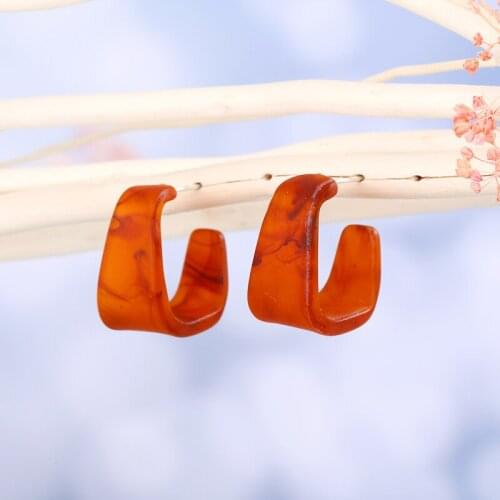 1 Pair Resin Irregular Square Hoop Earrings For Women Gift Jewelry Fashion Vintage Unique Leopard Print Geometric Hoop Earrings