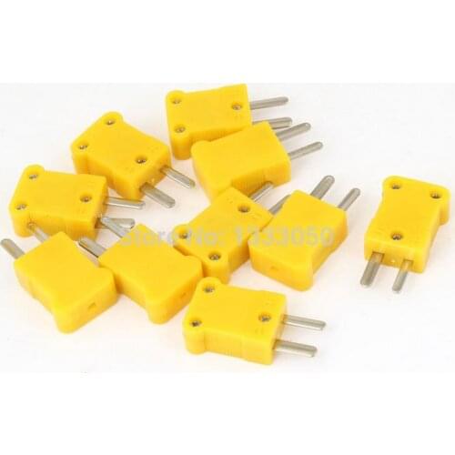 10Pcs Yellow Plastic Housing 2 Pins Male Thermocouple Plug K Type