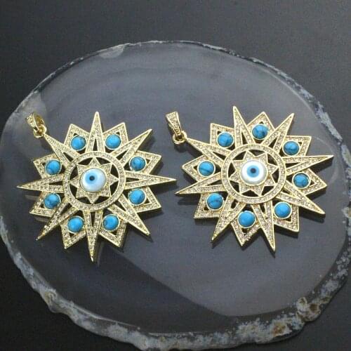 45mm 5pcs/lot High quality bule colorful cz pendant,flower shape cubic zircon charm,exquisite earring/necklace component wholesa