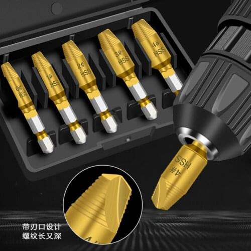 5pcs Reverse Screw Remover Tools Easily Take Out Demolition Tools Hex Handle Damaged Broken Damag Screw Extractor Drill Bits