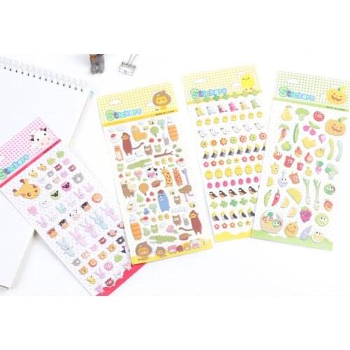 5pcs Kawaii Cartoon 3D Bubble animal Sticker DIY Diary Scrapbook Notebook Album Cup Phone Decor Stationery School Supplies