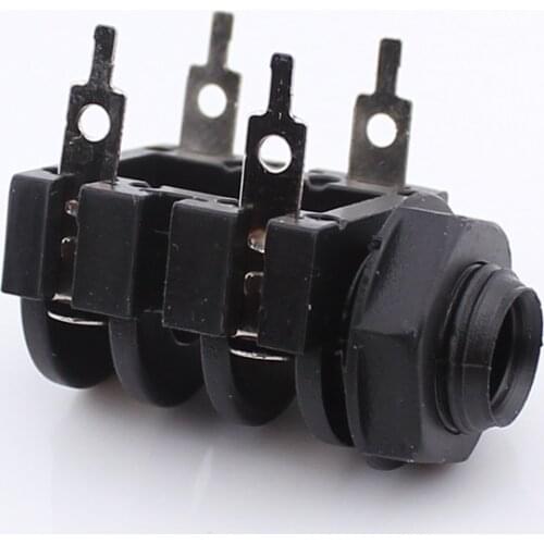 5pcs Screw 1/4" 6.35mm Mono Audio Jack female Headphone Connector for Mono Audio Plug with switch