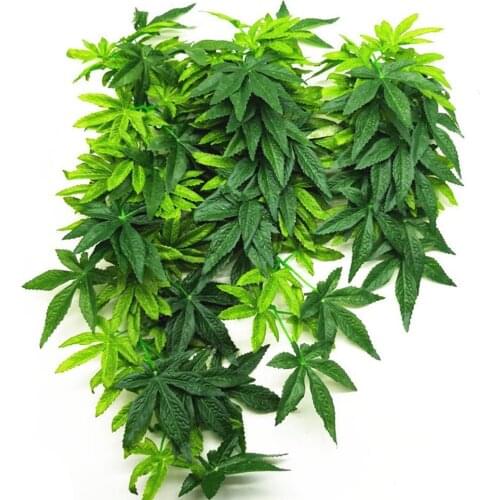 Aquarium Reptile Fish Tank Artificial Plastic Fake Hanging Leaves Plant Decor