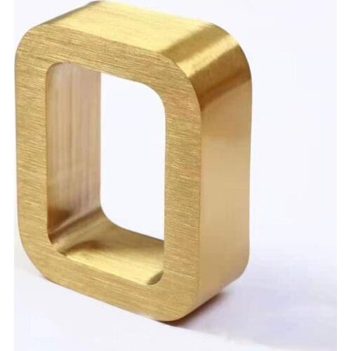 Golden matel channel letter customized brushed sus letters single dimensional letter signs cutting solid sign adhesive logo