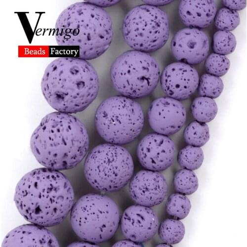 Purple Lava Hematite Natural Minerals Stone Beads For Jewelry Making Round Loose Beads 4 6 8 10mm Diy Bracelet Necklace 15"