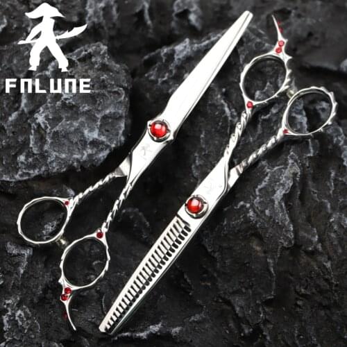 FnLune Tungsten Steel Professional Hair Salon Scissors Cut Barber Accessories Haircut Thinning Shear Hairdressing Tools Scissors
