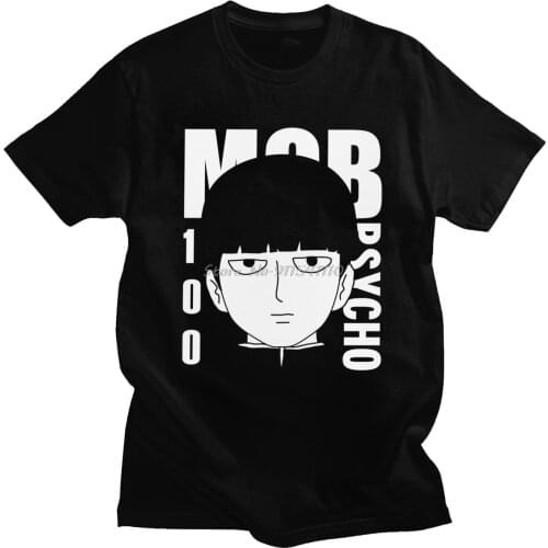 Japanese Manga Mob Psycho 100 T Shirt Men Pure Cotton Tshirt Shigeo Kageyama Tee Tops Short Sleeved Anime T-shirt Gift Clothing