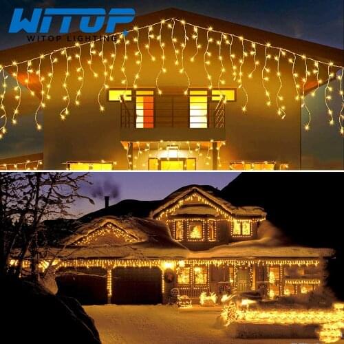 String lights Christmas Outdoor Decoration 4M Droop Curtain icicle Garden Party Holiday Lighting 220V
