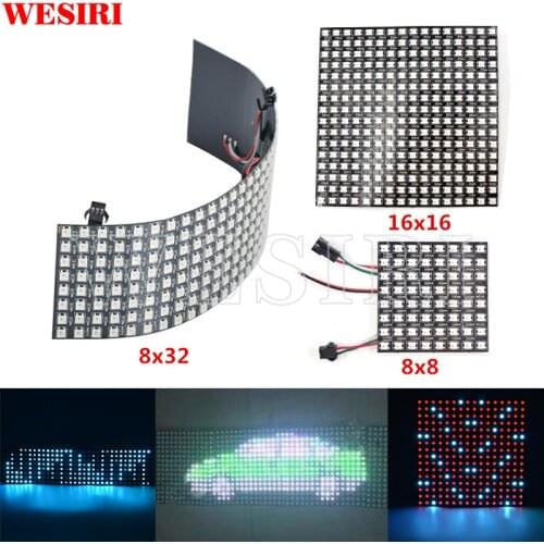 WESIRI 8x8 16x16 8x32 SK6812 WS2812B Individually Addressable Digital Flexible LED Panel Pixels Screen GyverLamp SP107E LC1000A