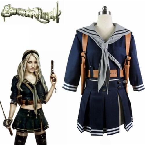 Sucker Punch cosplay Baby Doll costume Jacket Scarf Sailor Dress Skirt Cosplay Costume Full Suit Halloween Carnival costume sets