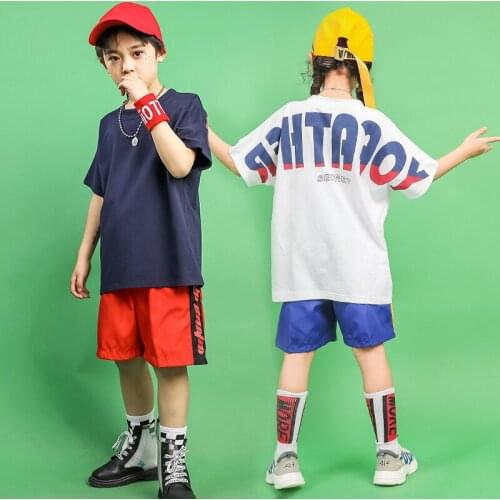 Kids Jazz Hip Hop Costume Girls Boys Ballroom Dancing Short Pant Shirt Dance Costumes Child Competition Show Dance Clothes Wear