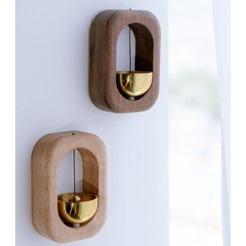 Creative Windchime Solid Wood Brass Refrigerator Door Wind Bell Wooden Doorbell Magnetic Refrigerator Door Chimes