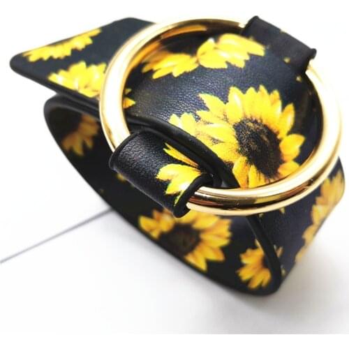 Sunflower Summer Beach Jewelry Leather Design Trendy Women Bracelets Fashion Girl Flower Bangle Female Pineapple Fruit Jewelry