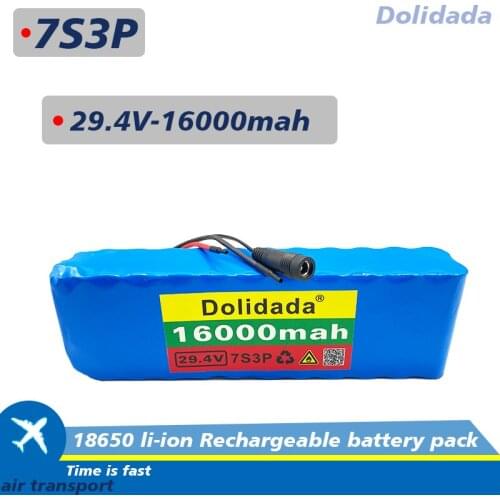 New 24V Battery 7S3P 29.4V 16Ah Li-ion Battery Pack with 20A Balanced BMS for Electric Bicycle Scooter Power Wheelchair+Charger