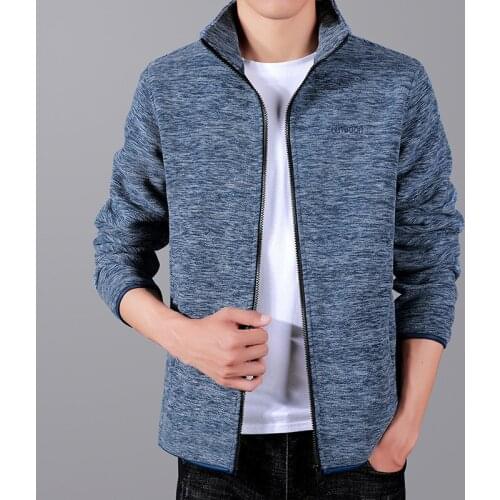 New Arrival Mens Autumn Winter Casual Jacket Outwear Outdoor Zipper Fleece Stand Collar Sport Coat Camping Long Sleeve Clothing