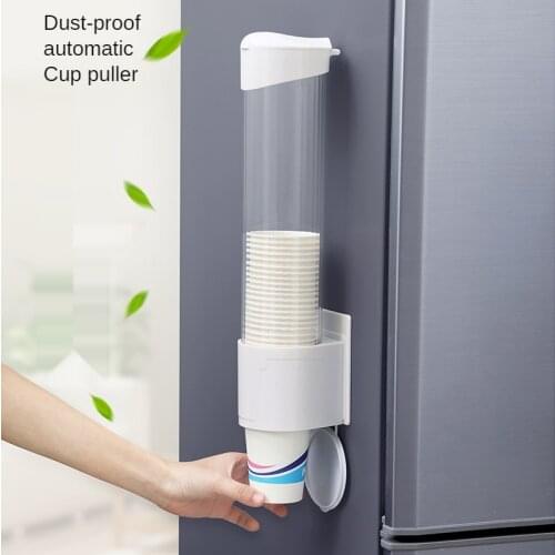 Disposable cup holder for household use Punch-free wall hanging cup rack Convenient dust-proof automatic cup remover